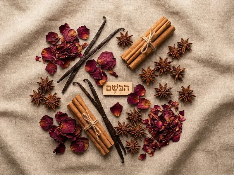 רכיבי בושם טבעיים — עלי ורד, וניל וקינמון